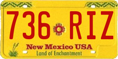 NM license plate 736RIZ