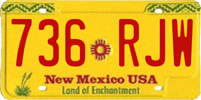 NM license plate 736RJW