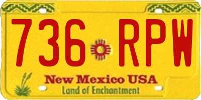 NM license plate 736RPW