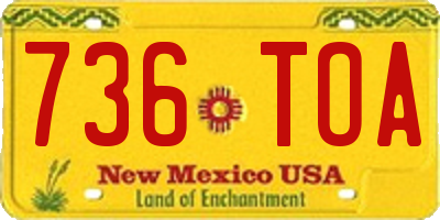 NM license plate 736TOA