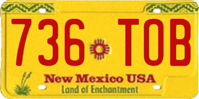 NM license plate 736TOB