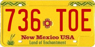 NM license plate 736TOE