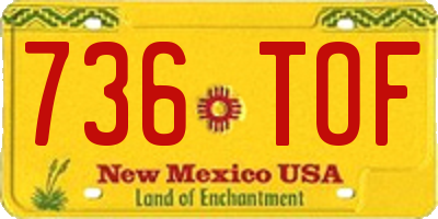NM license plate 736TOF