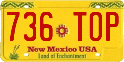 NM license plate 736TOP