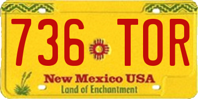 NM license plate 736TOR