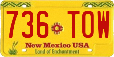 NM license plate 736TOW