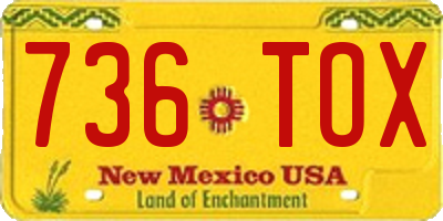 NM license plate 736TOX