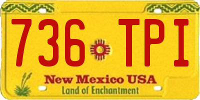 NM license plate 736TPI