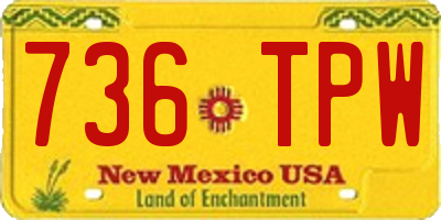 NM license plate 736TPW