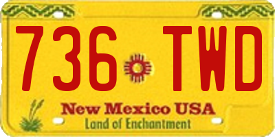 NM license plate 736TWD