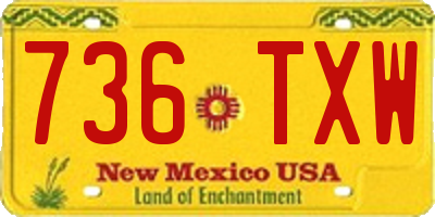NM license plate 736TXW