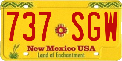 NM license plate 737SGW