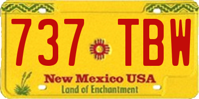 NM license plate 737TBW