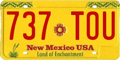 NM license plate 737TOU