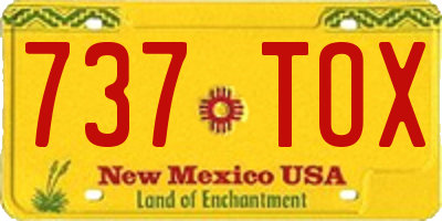 NM license plate 737TOX