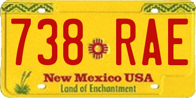 NM license plate 738RAE