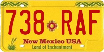 NM license plate 738RAF