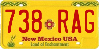 NM license plate 738RAG