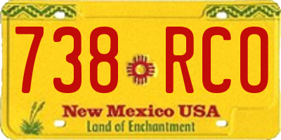 NM license plate 738RCO