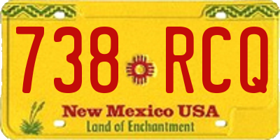 NM license plate 738RCQ