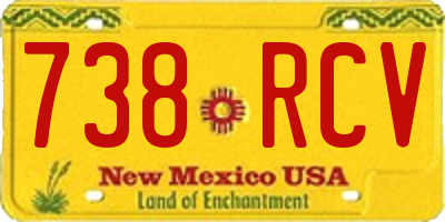 NM license plate 738RCV
