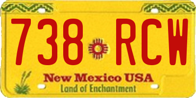 NM license plate 738RCW