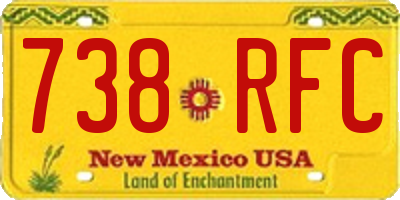 NM license plate 738RFC