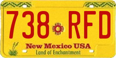 NM license plate 738RFD