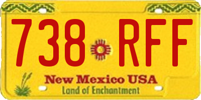 NM license plate 738RFF