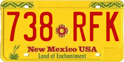 NM license plate 738RFK