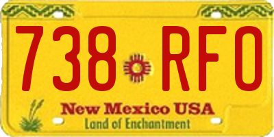 NM license plate 738RFO