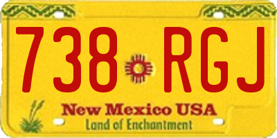 NM license plate 738RGJ