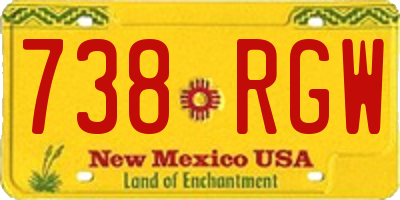 NM license plate 738RGW