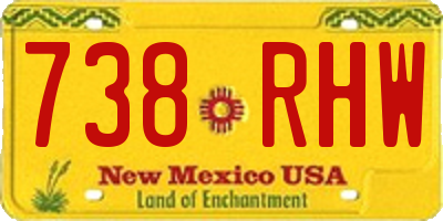 NM license plate 738RHW