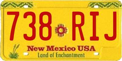 NM license plate 738RIJ