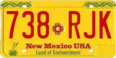 NM license plate 738RJK
