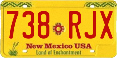 NM license plate 738RJX