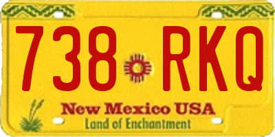 NM license plate 738RKQ