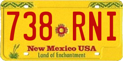 NM license plate 738RNI