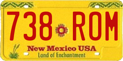 NM license plate 738ROM