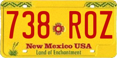 NM license plate 738ROZ