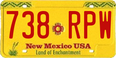 NM license plate 738RPW