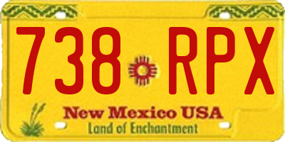 NM license plate 738RPX