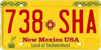 NM license plate 738SHA