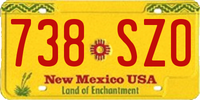 NM license plate 738SZO