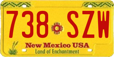 NM license plate 738SZW