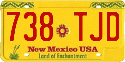 NM license plate 738TJD