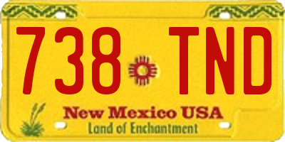 NM license plate 738TND