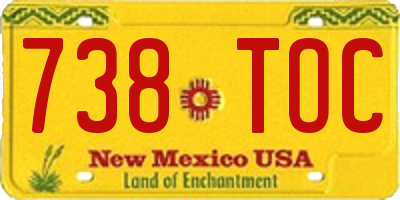 NM license plate 738TOC
