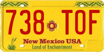 NM license plate 738TOF
